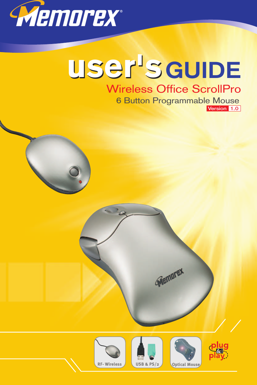 6 Button Programmable MouseWireless Office ScrollProGUIDEuser&apos;suser&apos;sVersion 1.0Optical MouseUSB &amp; PS/2RF- Wireless