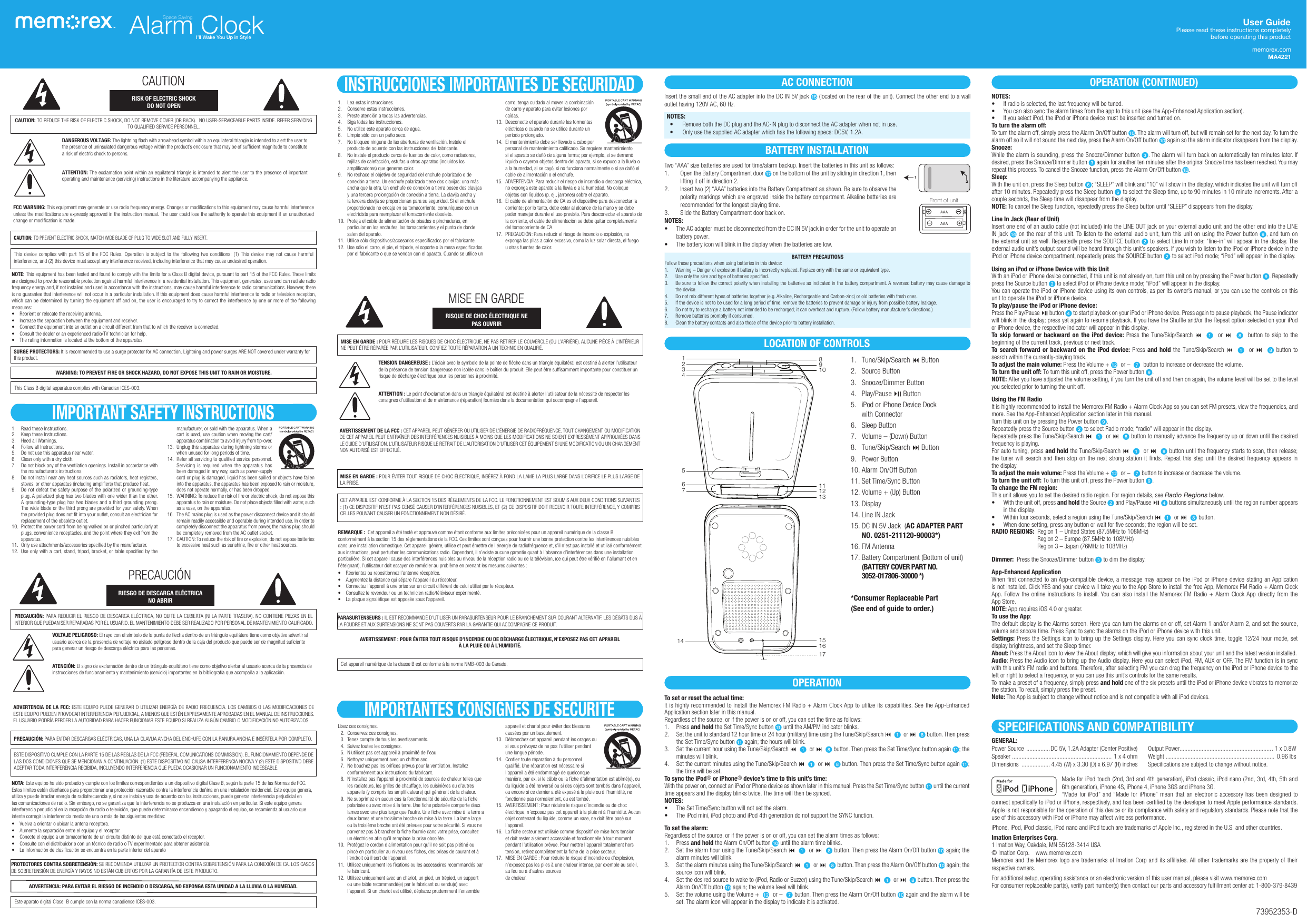 Page 1 of 2 - Memorex Memorex-Ma4221-Users-Manual-  Memorex-ma4221-users-manual