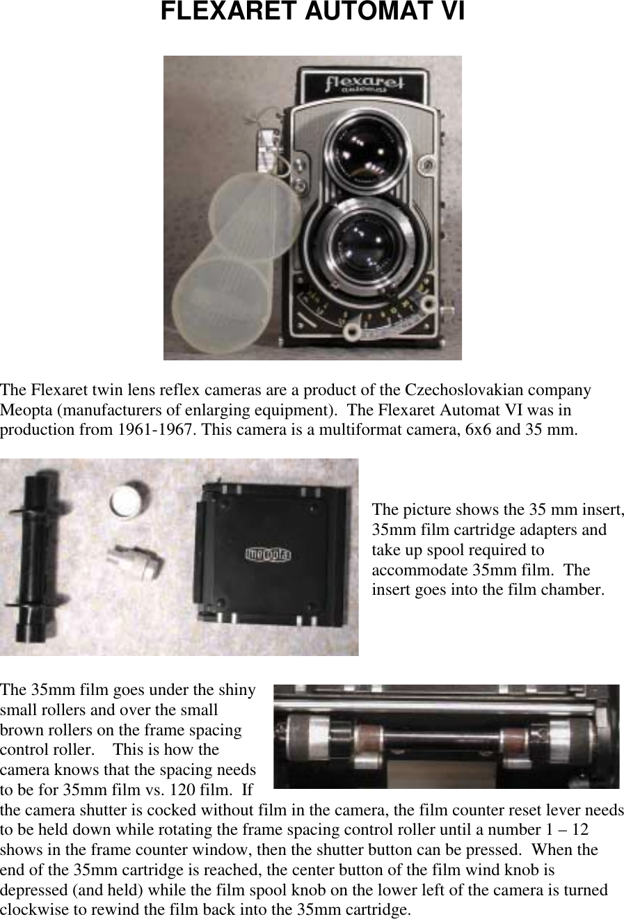 Page 1 of 3 - Meopta Meopta-Twin-Lens-Reflex-Cameras-Flexaret-Automat-Vi-Users-Manual- FLEXARET AUTOMAT VI.  Meopta-twin-lens-reflex-cameras-flexaret-automat-vi-users-manual