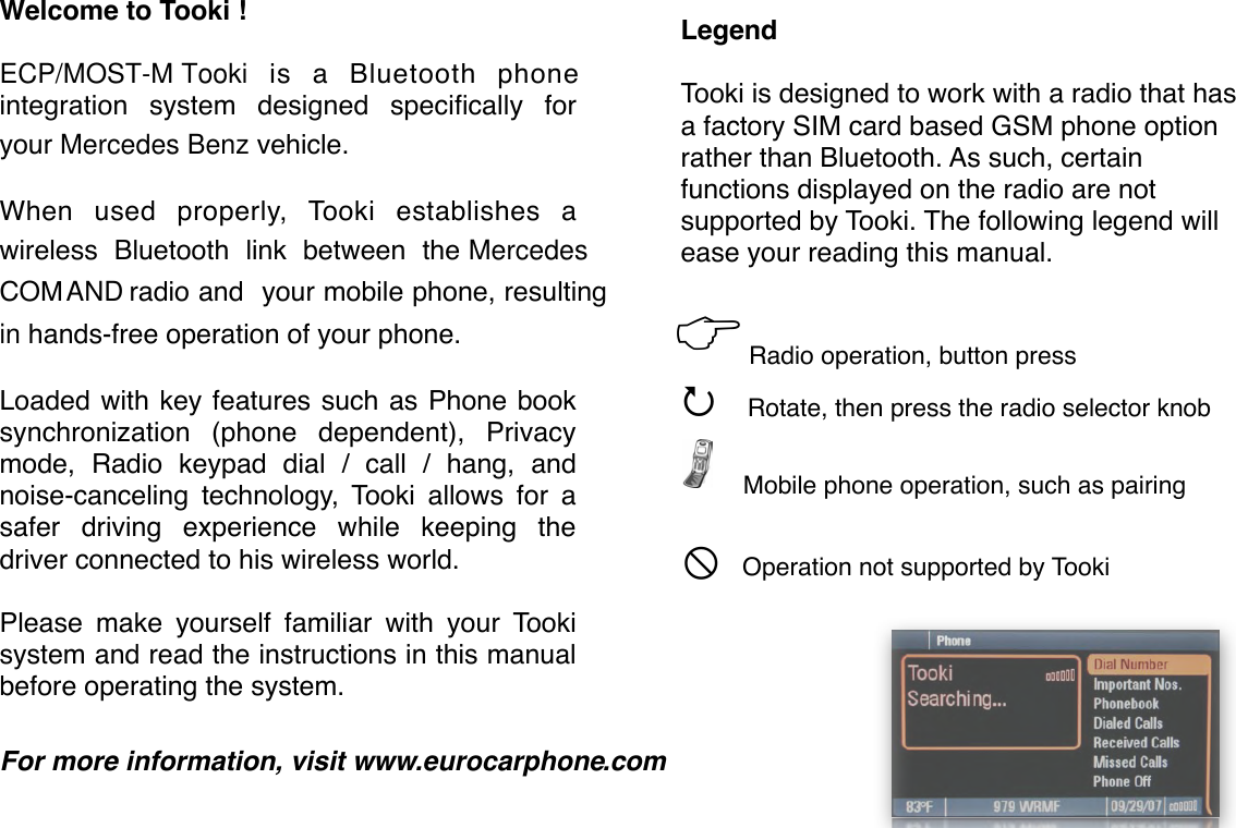Page 2 of 10 - Mercedes-Benz Mercedes-Benz-Bluetooth-Phone-Integration-Ecp-M-Mercedes-Users-Manual- Tooki  Mercedes-benz-bluetooth-phone-integration-ecp-m-mercedes-users-manual