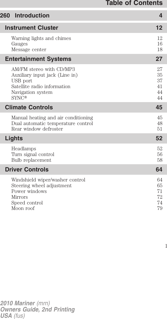 2008 MERCURY MARINER OWNERS MANUAL PDF visual data 4