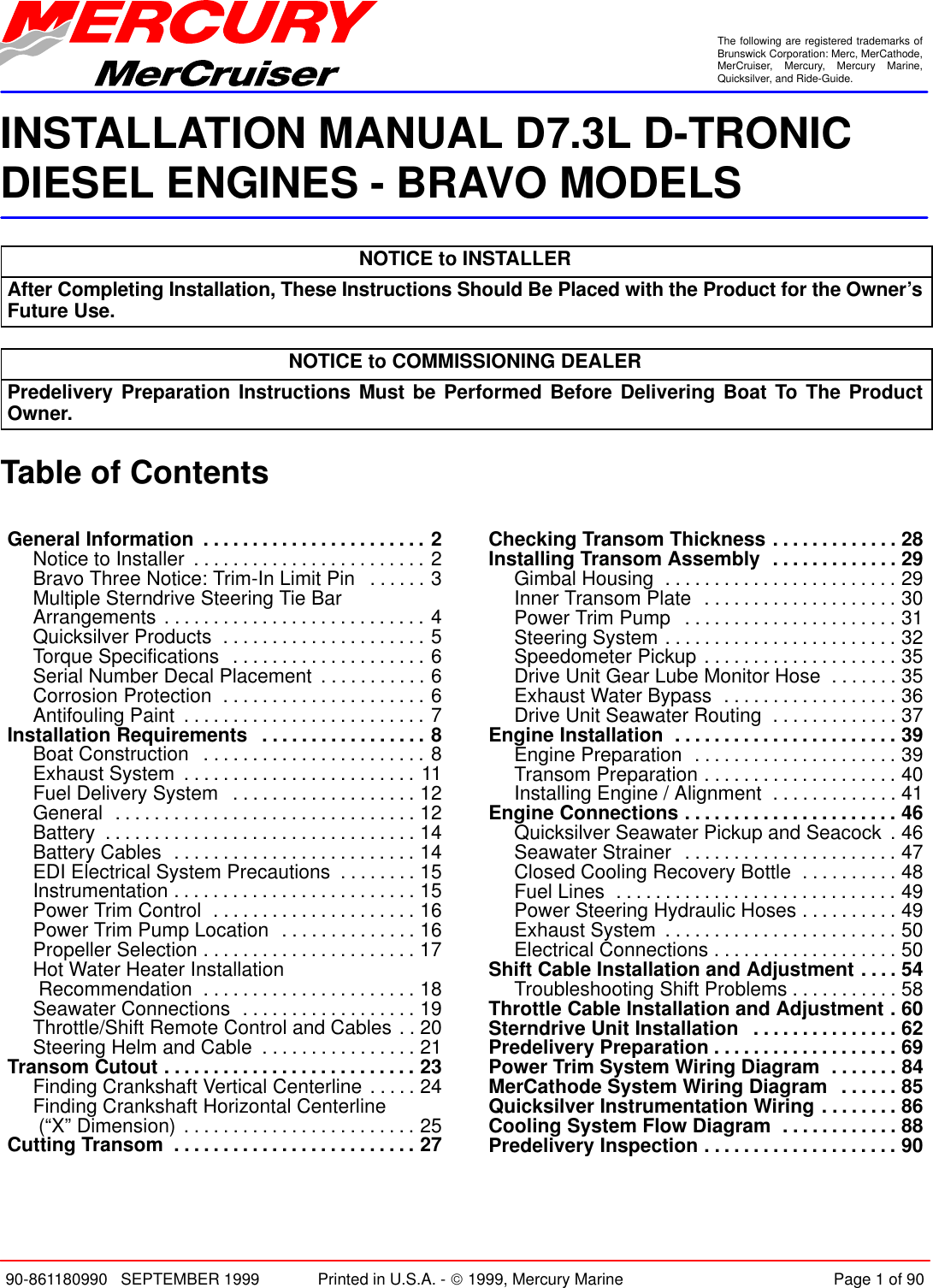 Mercury Installation Manual D7 3L D Tronic Users