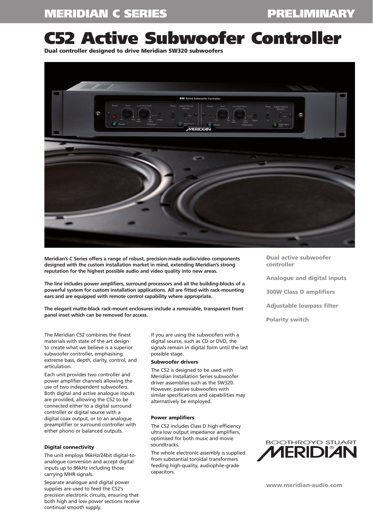 Page 1 of 2 - Meridian-America Meridian-America-C52-Users-Manual-  Meridian-america-c52-users-manual