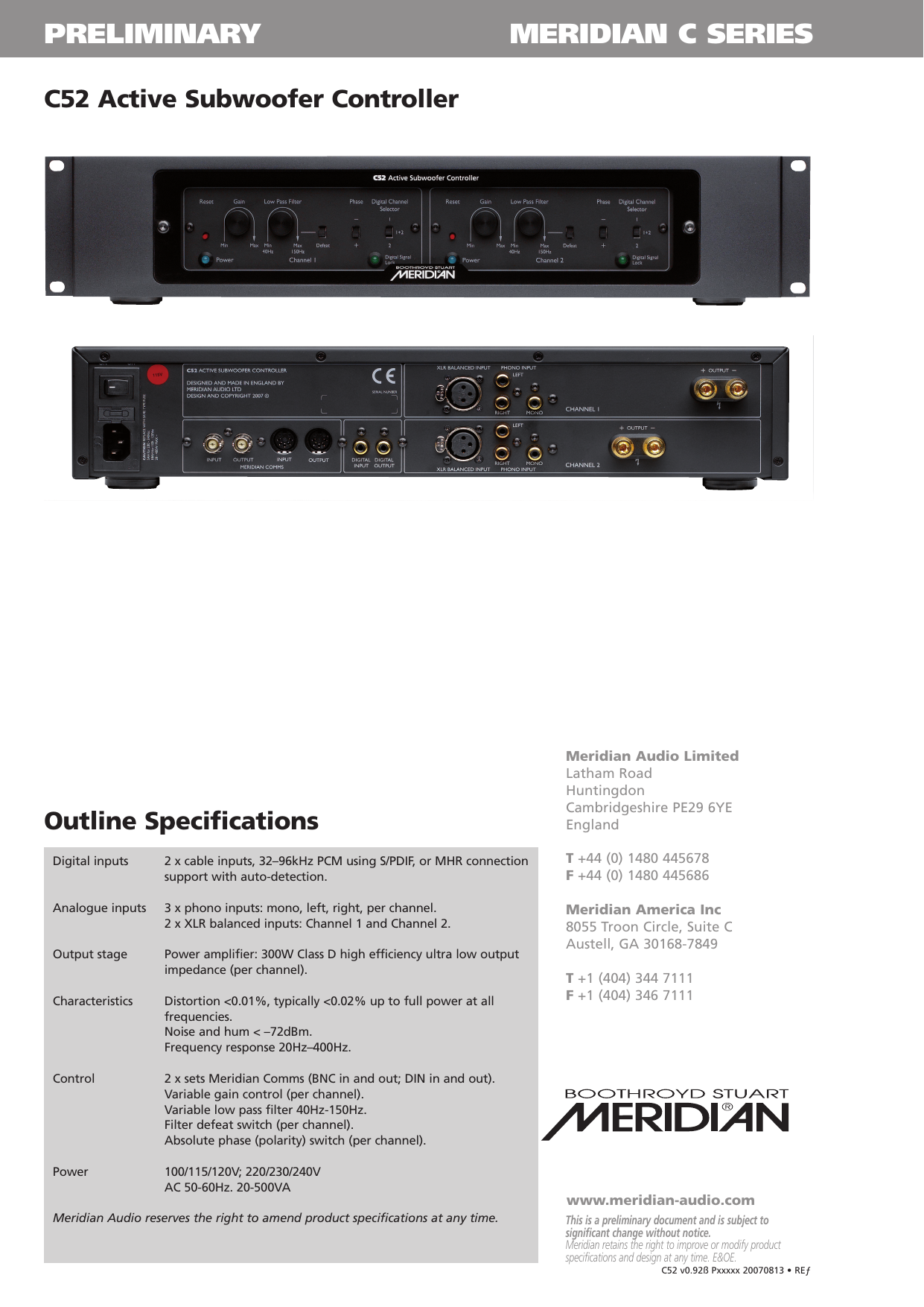 Page 2 of 2 - Meridian-America Meridian-America-C52-Users-Manual-  Meridian-america-c52-users-manual