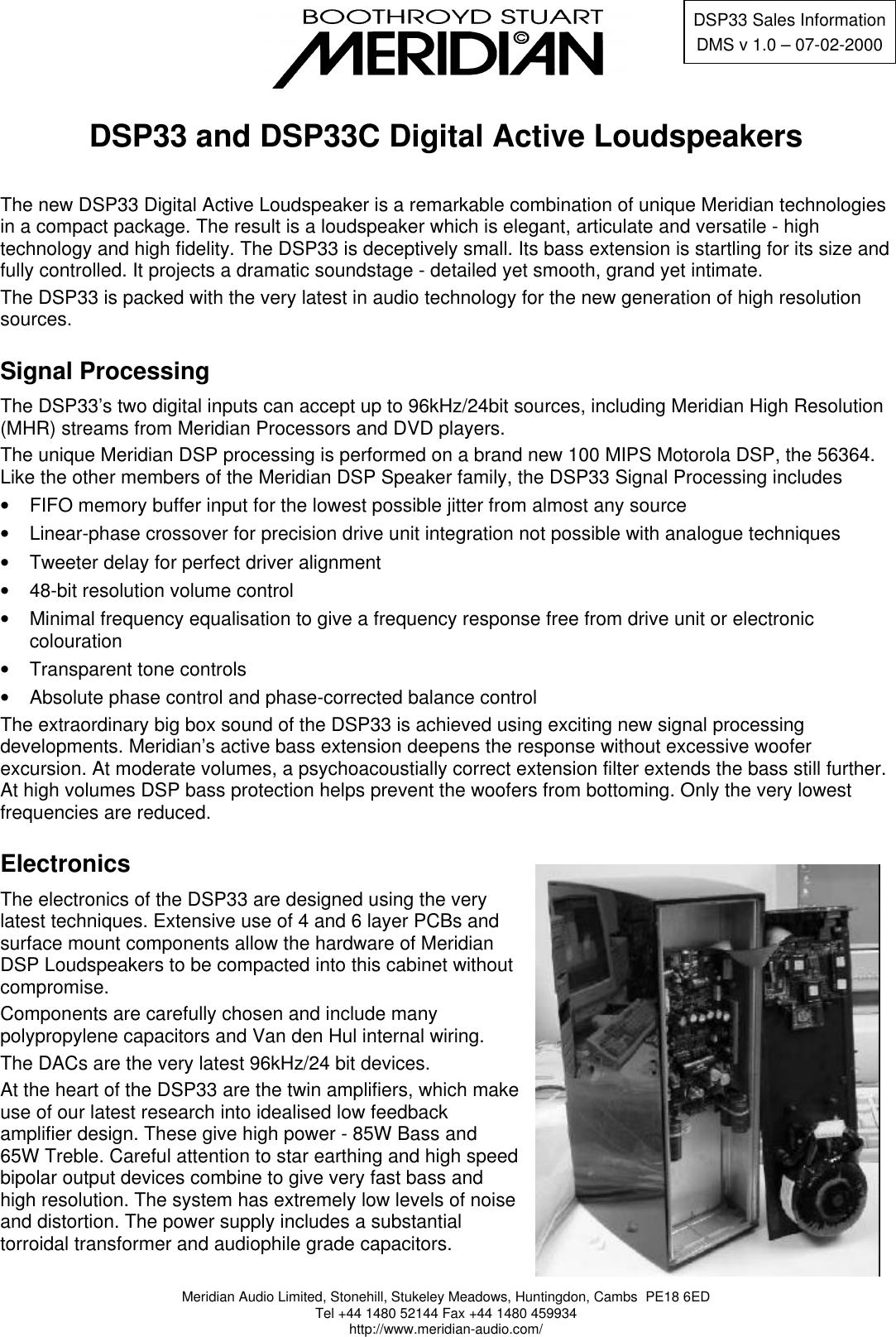 Page 1 of 2 - Meridian-America Meridian-America-Dsp33C-Users-Manual- DSP33SalesUK Meridian-america-dsp33c-users-manual