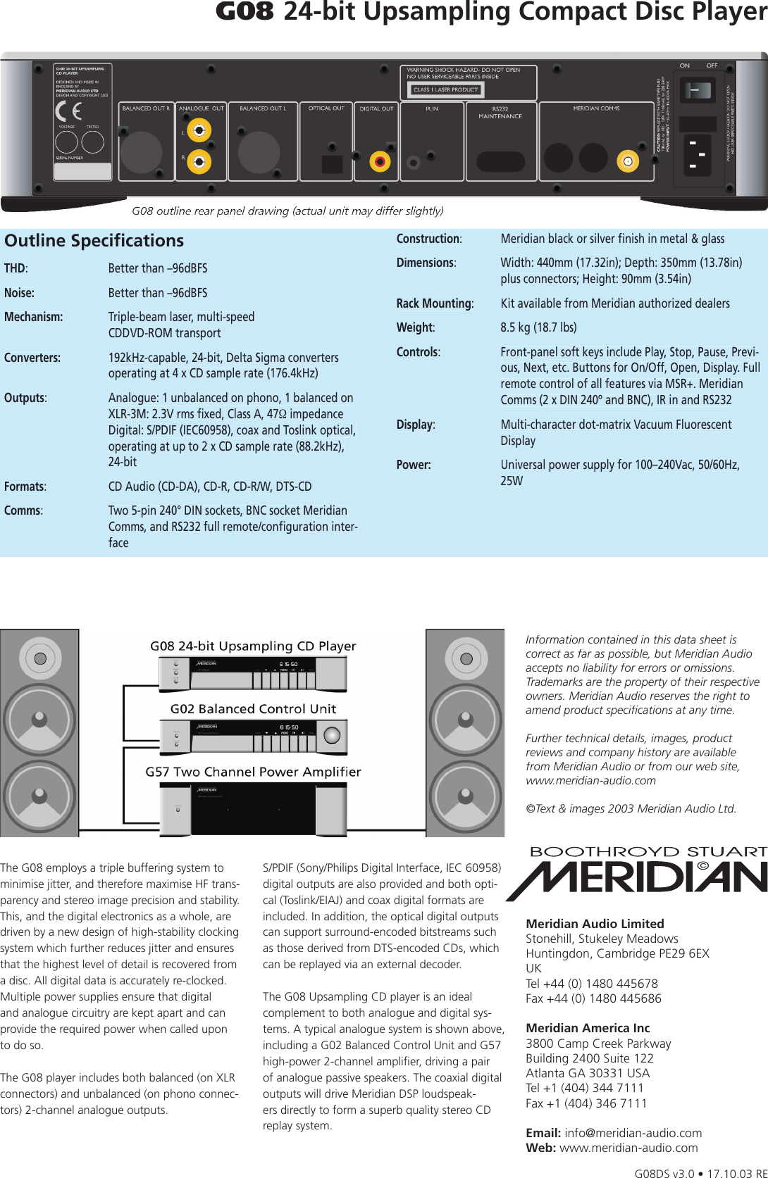 Page 2 of 2 - Meridian-Audio Meridian-Audio-G08-Users-Manual- Meridian G08 Data Sheet  Meridian-audio-g08-users-manual