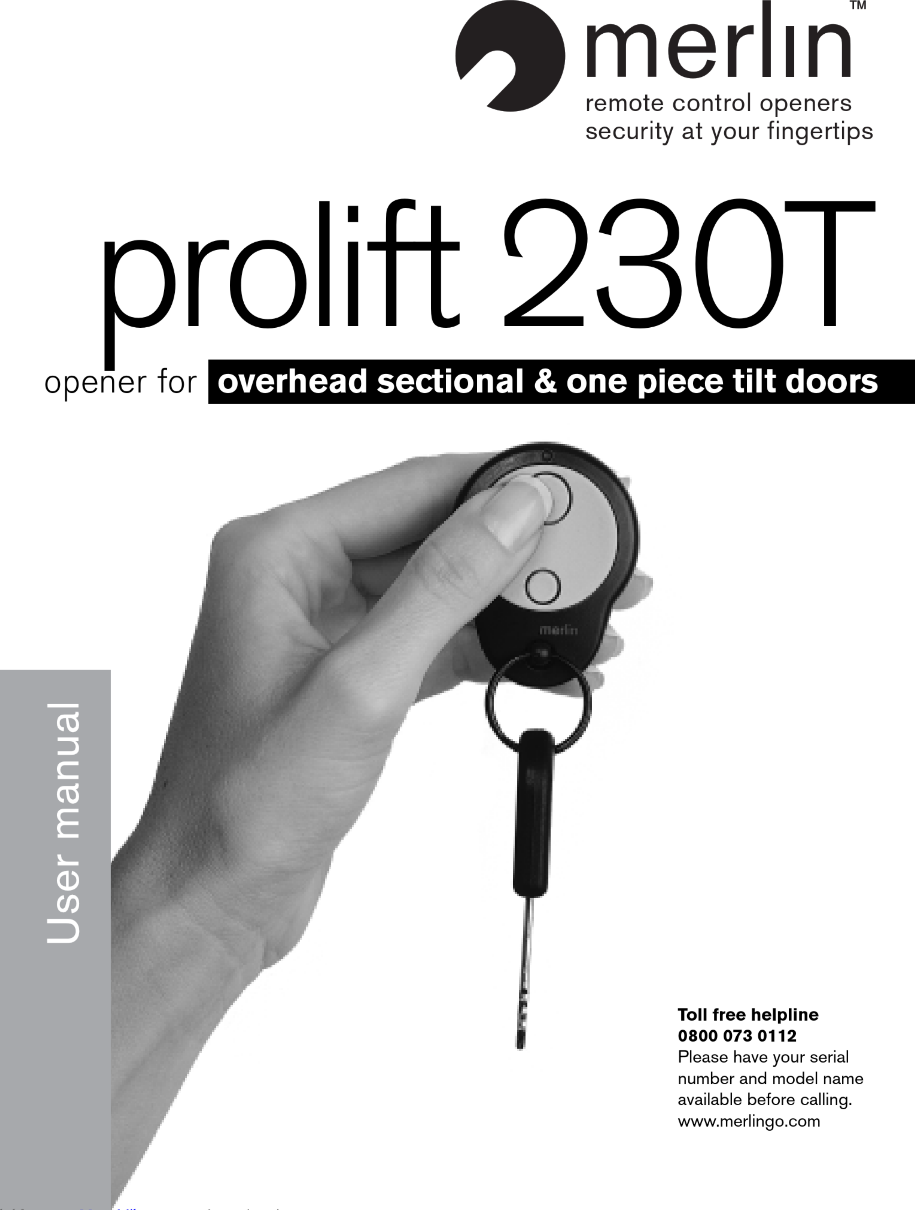 Page 1 of 12 - Merlin Merlin-Prolift-230T-User-Manual- Merlin-prolift-230t-user-manual-1002851  Merlin-prolift-230t-user-manual