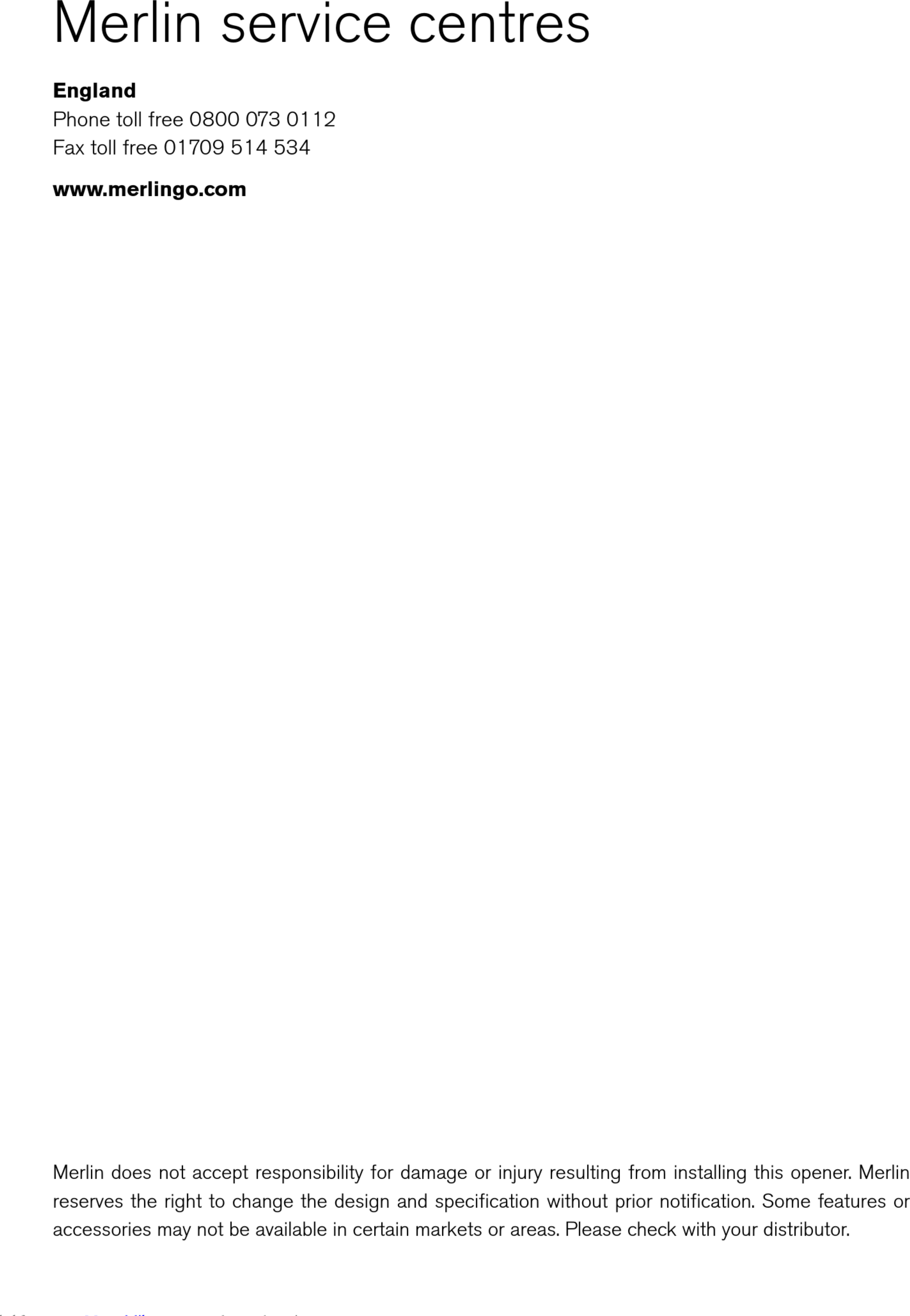 Page 12 of 12 - Merlin Merlin-Prolift-230T-User-Manual- Merlin-prolift-230t-user-manual-1002851  Merlin-prolift-230t-user-manual