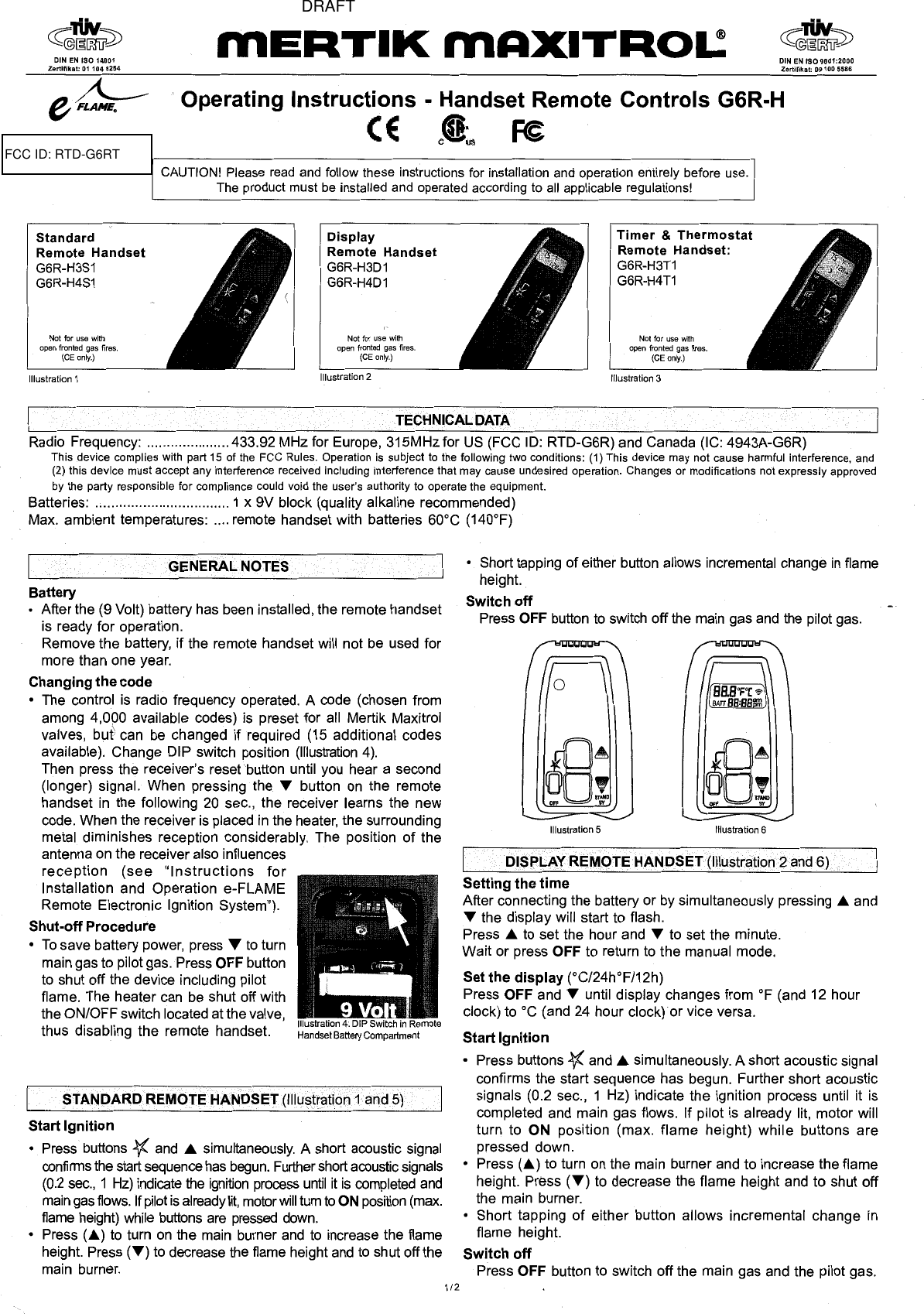 DRAFT FCC ID: RTD-G6RT