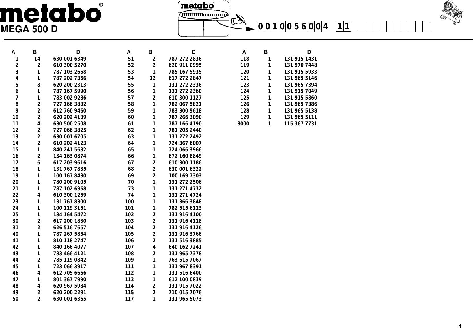 Page 4 of 8 - Metabo Metabo-Mega-500-D-Users-Manual-  From H Metabo-mega-500-d-users-manual