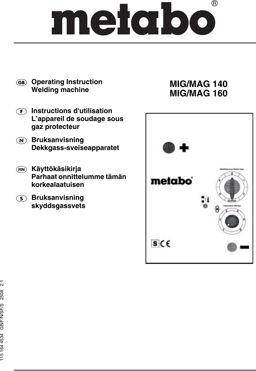 Metabo Welding Machine Mig Mag 140 Users Manual S0009_21