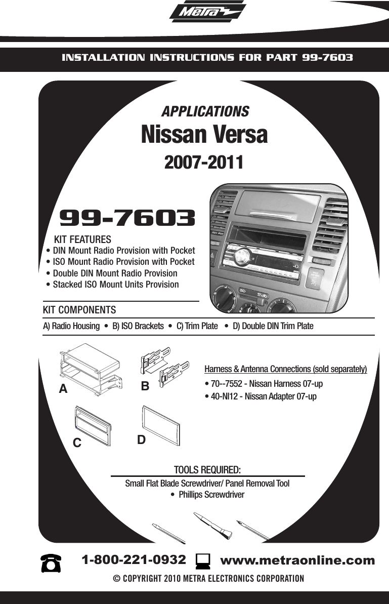 Metra Electronics 99 7603 Users Manual