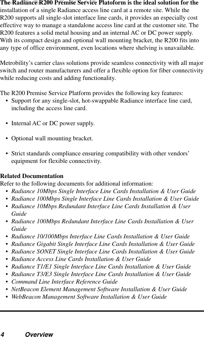 Metrobility Optical Systems R200 Users Manual 7517HS B MAN