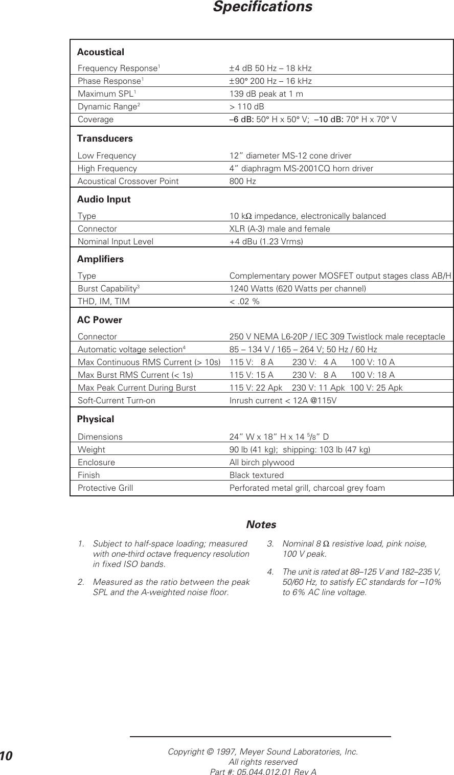 Page 10 of 10 - Meyer-Sound Meyer-Sound-Psm-2-Users-Manual-  Meyer-sound-psm-2-users-manual