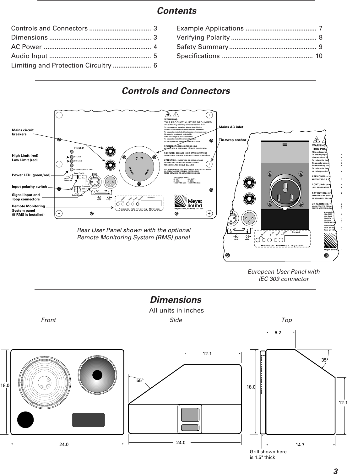 Page 3 of 10 - Meyer-Sound Meyer-Sound-Psm-2-Users-Manual-  Meyer-sound-psm-2-users-manual