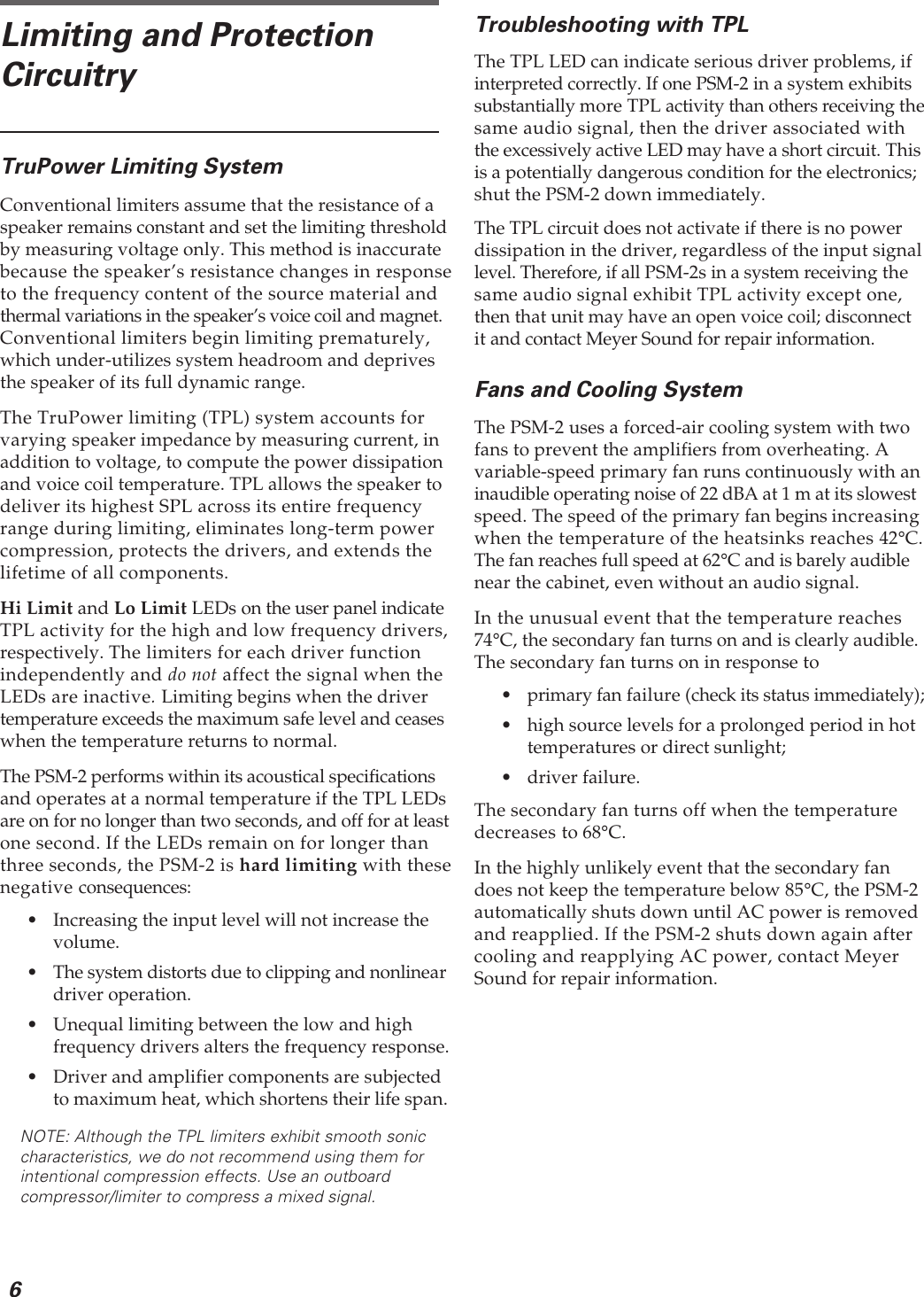 Page 6 of 10 - Meyer-Sound Meyer-Sound-Psm-2-Users-Manual-  Meyer-sound-psm-2-users-manual