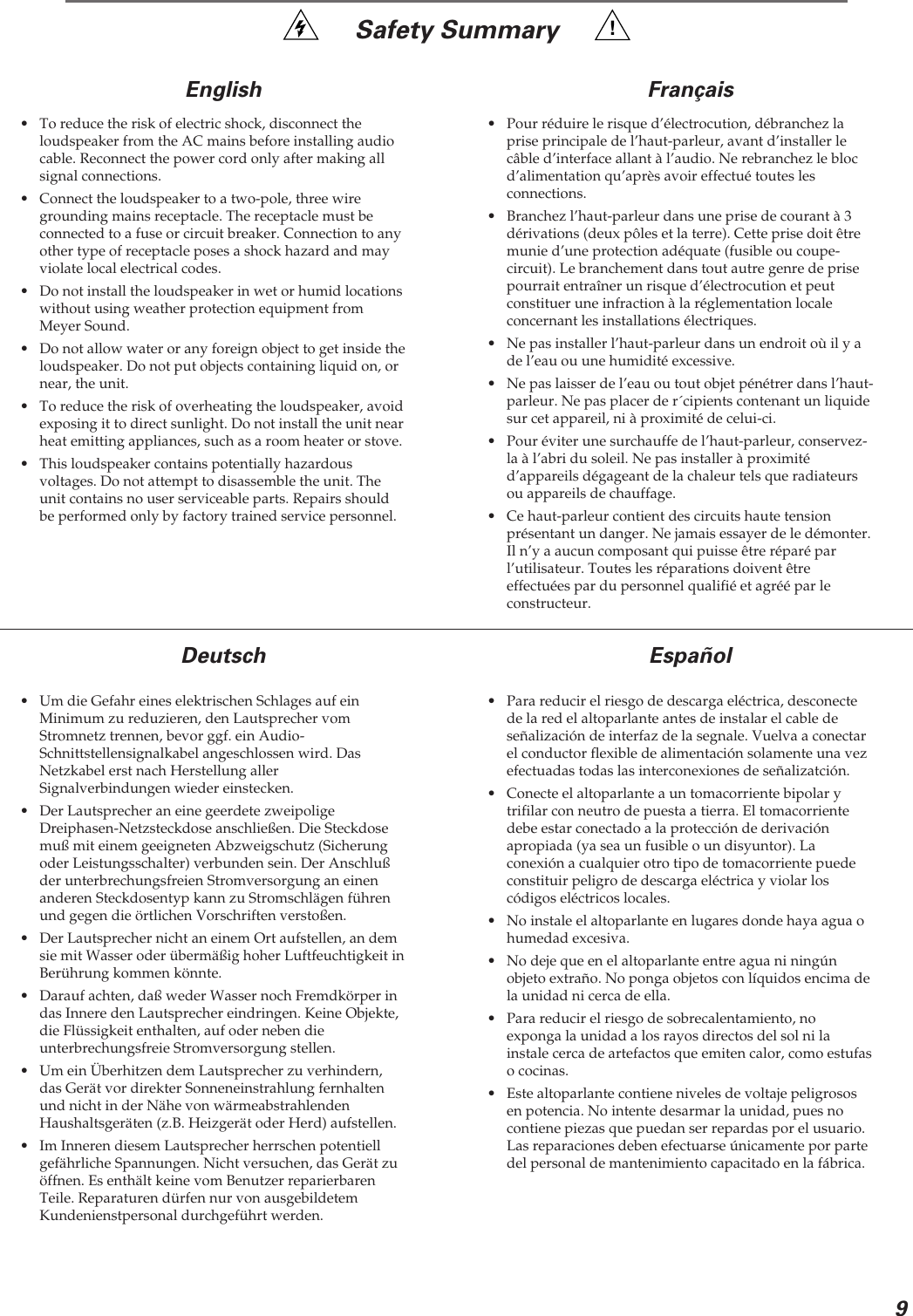 Page 9 of 10 - Meyer-Sound Meyer-Sound-Psm-2-Users-Manual-  Meyer-sound-psm-2-users-manual