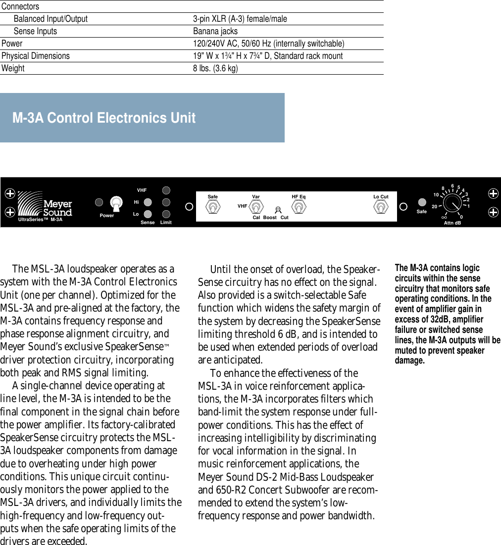 Page 3 of 4 - Meyer-Sound Meyer-Sound-Reinforcement-Loudspeaker-Msl-3A-Users-Manual-  Meyer-sound-reinforcement-loudspeaker-msl-3a-users-manual