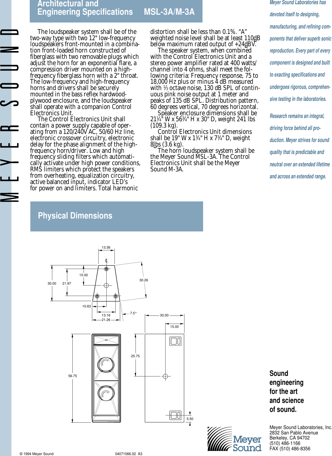 Page 4 of 4 - Meyer-Sound Meyer-Sound-Reinforcement-Loudspeaker-Msl-3A-Users-Manual-  Meyer-sound-reinforcement-loudspeaker-msl-3a-users-manual