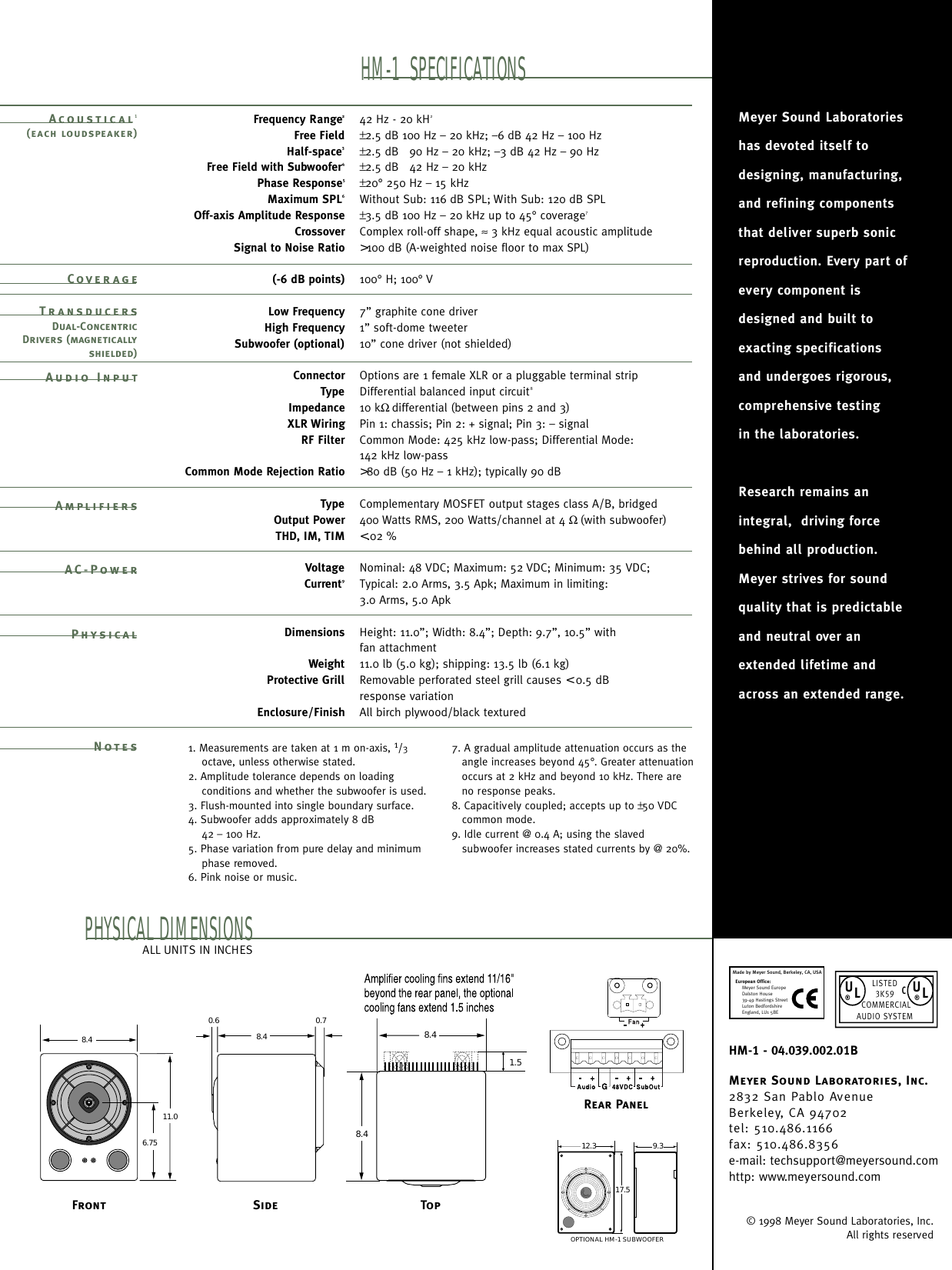 Page 2 of 2 - Meyer-Sound Meyer-Sound-Self-Powered-Loudspeaker-Hm-1-Users-Manual- Hm1.pmd  Meyer-sound-self-powered-loudspeaker-hm-1-users-manual