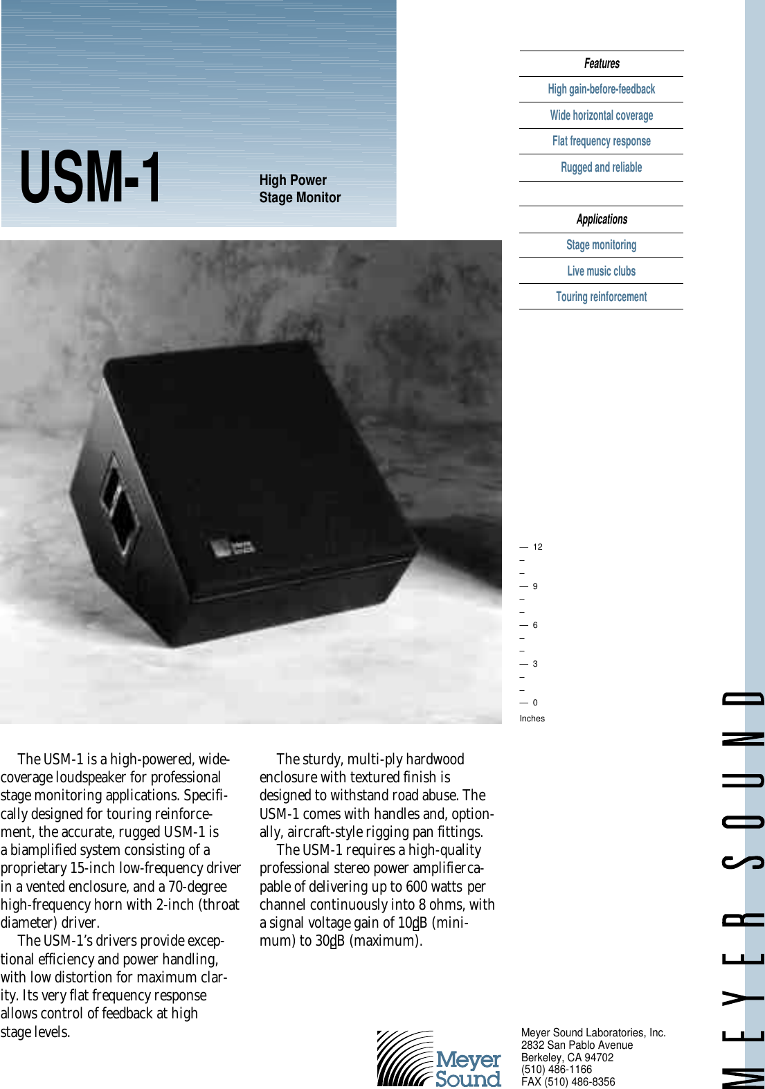 Page 1 of 4 - Meyer-Sound Meyer-Sound-Usm-1-Users-Manual-  Meyer-sound-usm-1-users-manual