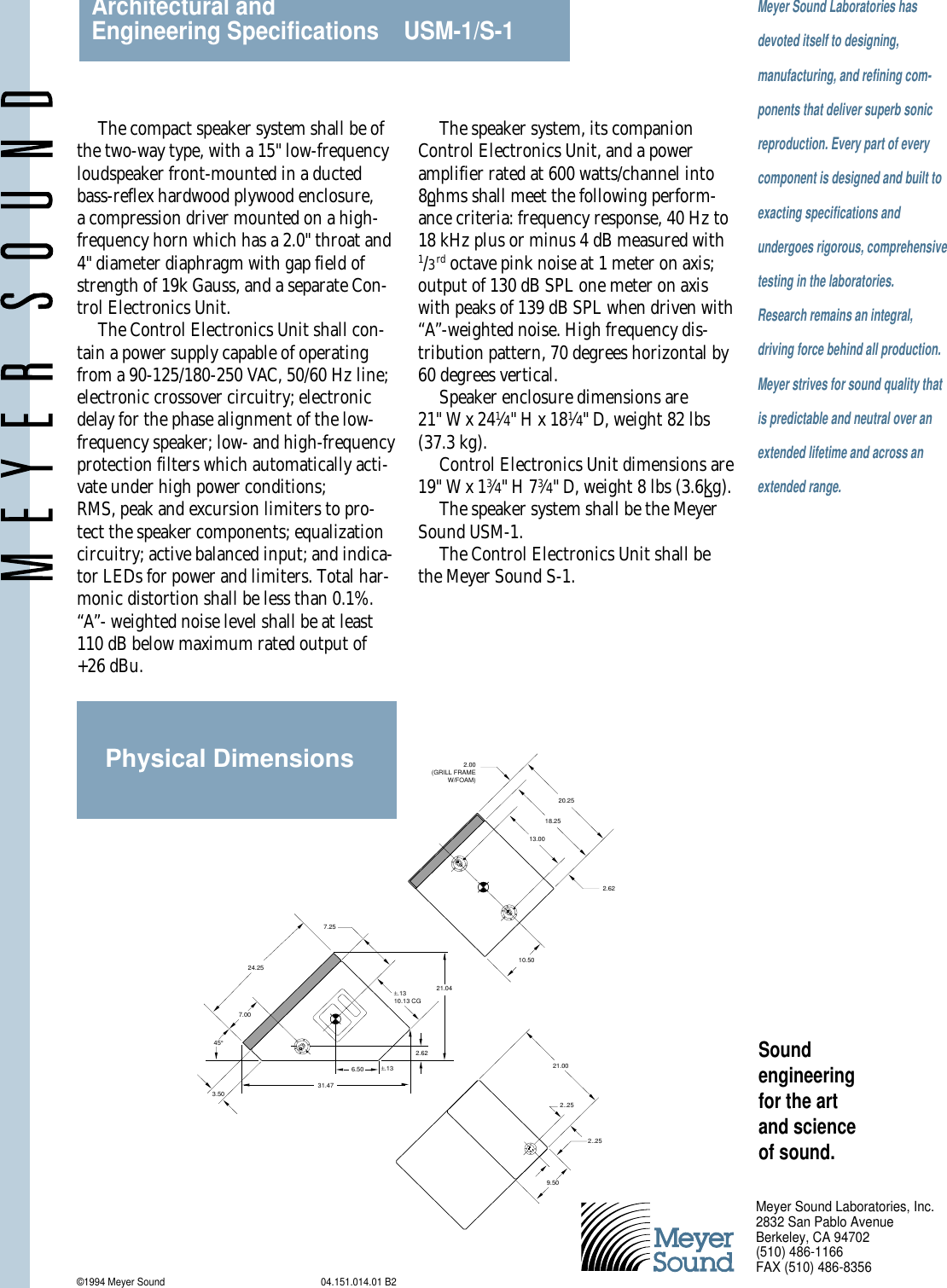 Page 4 of 4 - Meyer-Sound Meyer-Sound-Usm-1-Users-Manual-  Meyer-sound-usm-1-users-manual