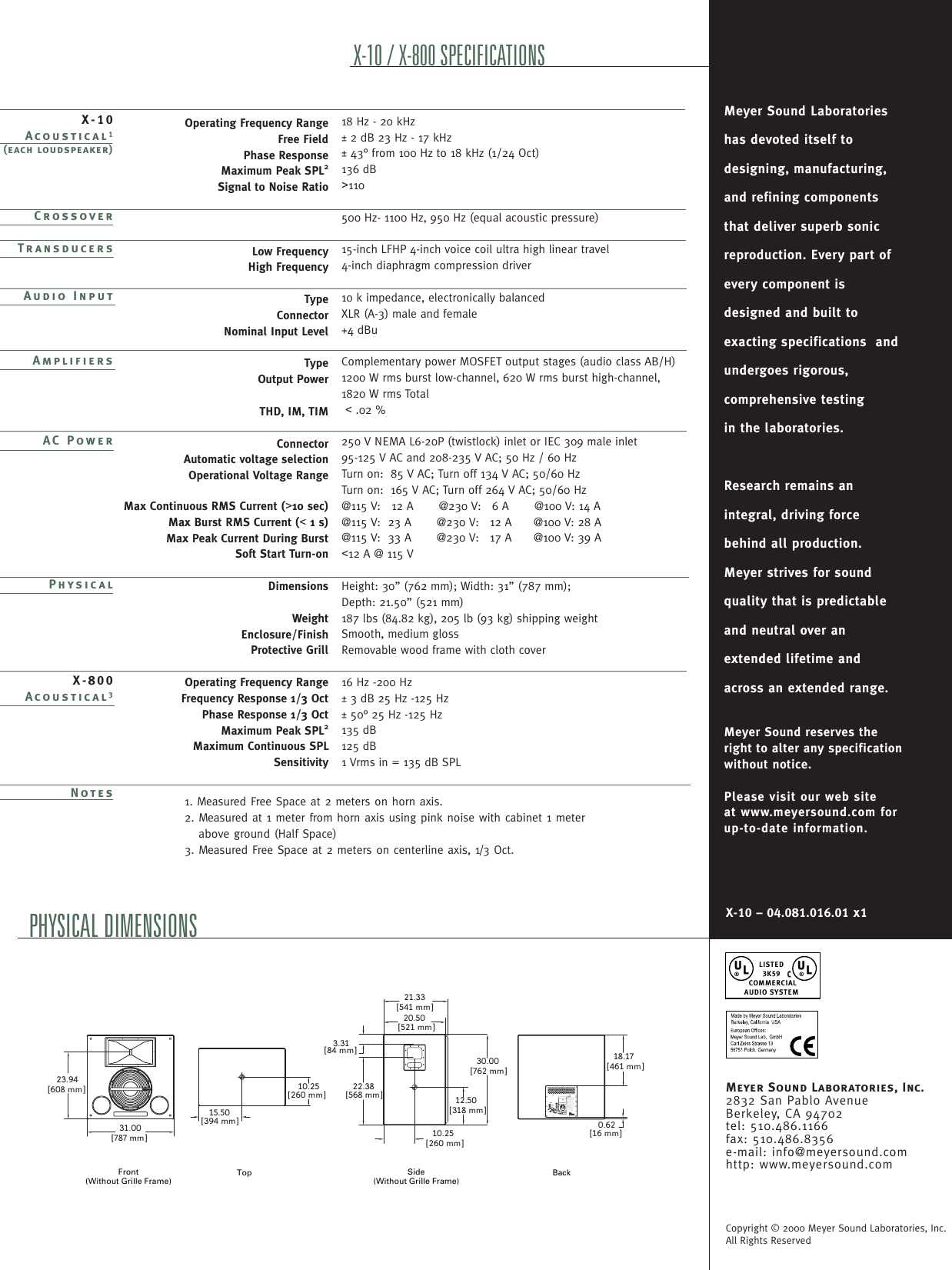 Page 4 of 4 - Meyer-Sound Meyer-Sound-X-10-Users-Manual- X-10  Meyer-sound-x-10-users-manual
