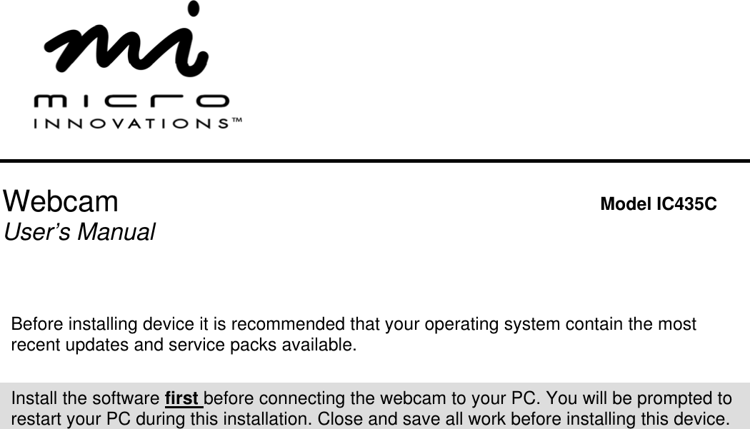 Page 1 of 11 - Micro-Innovations Micro-Innovations-Ic435C-Users-Manual- IBM Optical Mouse  Micro-innovations-ic435c-users-manual