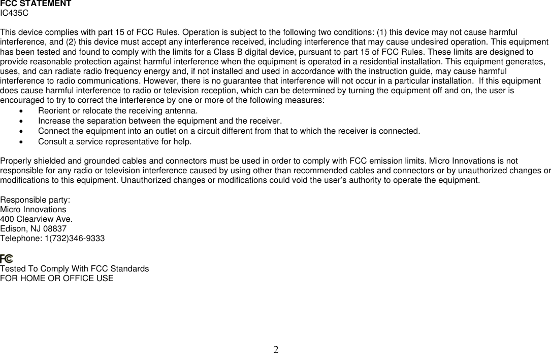 Page 2 of 11 - Micro-Innovations Micro-Innovations-Ic435C-Users-Manual- IBM Optical Mouse  Micro-innovations-ic435c-users-manual