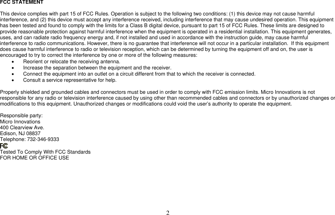 Page 2 of 8 - Micro-Innovations Micro-Innovations-Ic50C-Users-Manual- Micro WebCam Basic  Micro-innovations-ic50c-users-manual