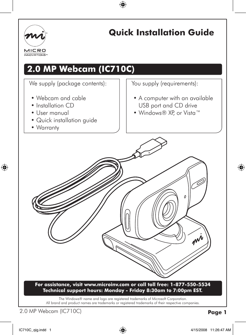 Page 1 of 2 - Micro-Innovations Micro-Innovations-Ic710C-Users-Manual-  Micro-innovations-ic710c-users-manual