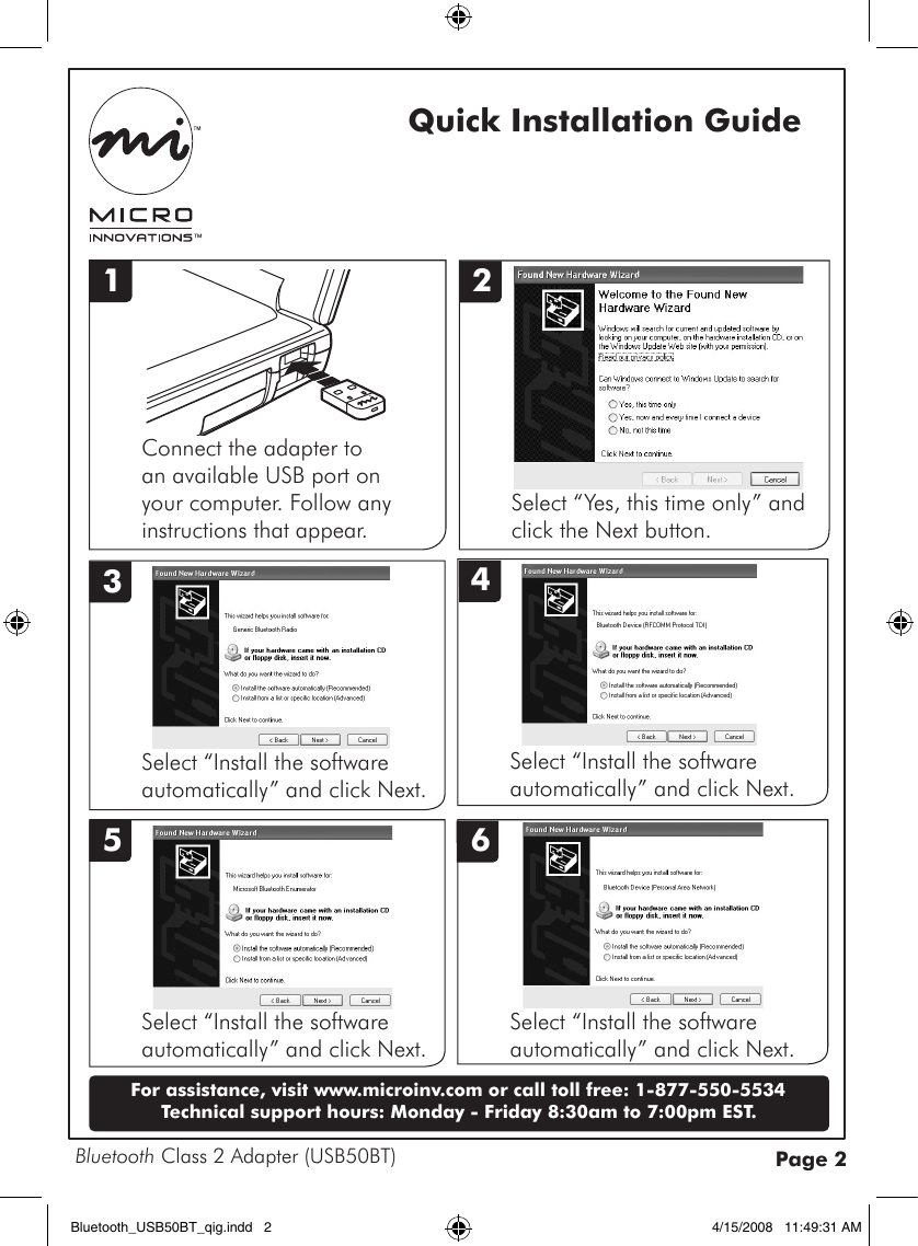 Page 2 of 2 - Micro-Innovations Micro-Innovations-Usb50Bt-Users-Manual-  Micro-innovations-usb50bt-users-manual