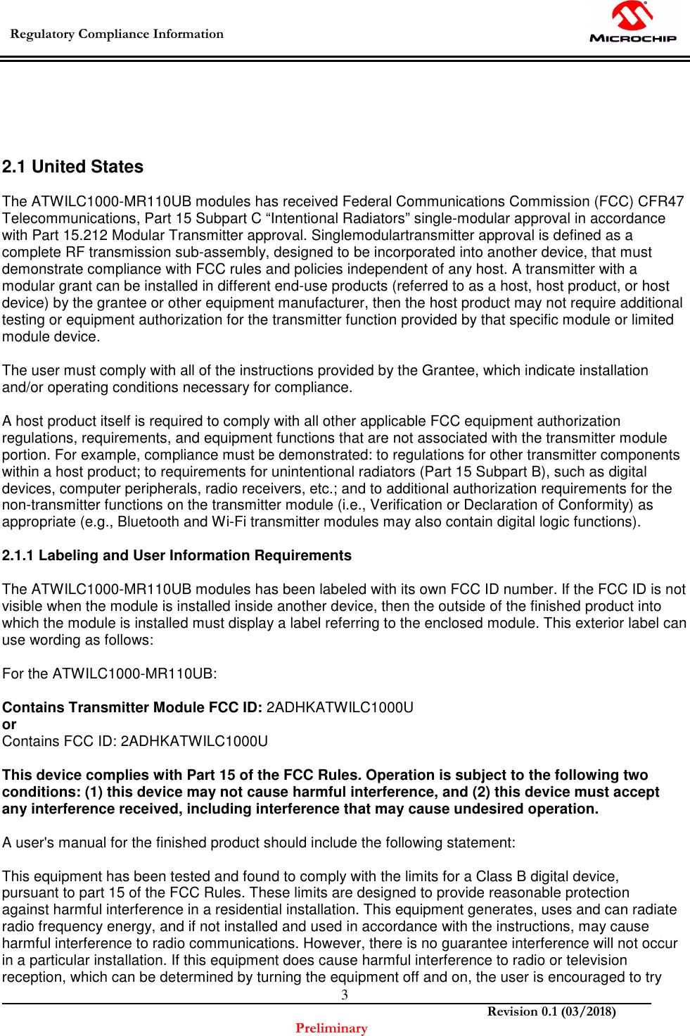 Page 4 of Microchip Technology ATWILC1000U Modular Transmitter User Manual Manual OEM Installation