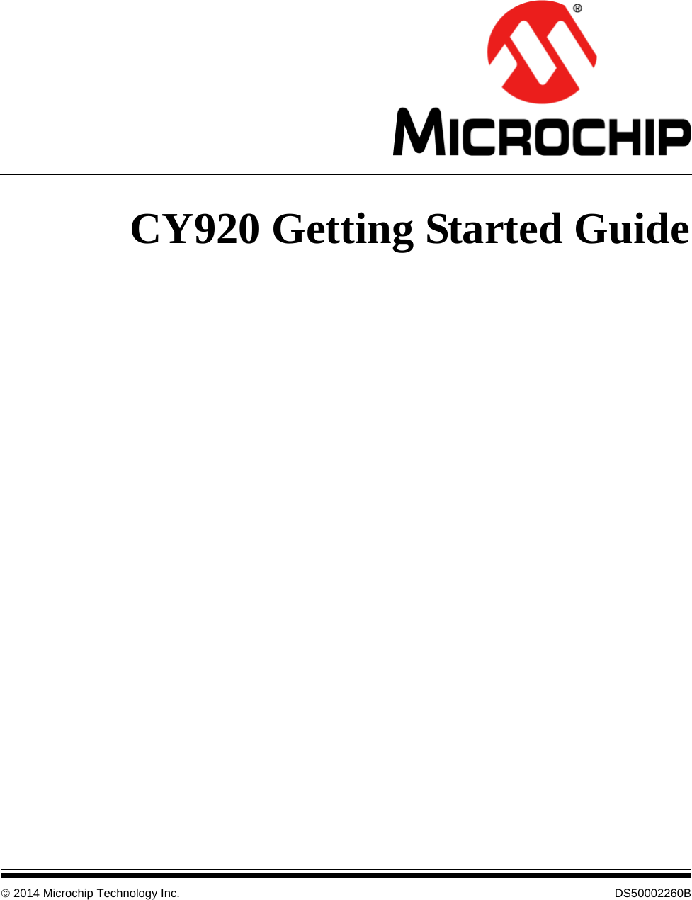  2014 Microchip Technology Inc.  DS50002260B CY920 Getting Started Guide