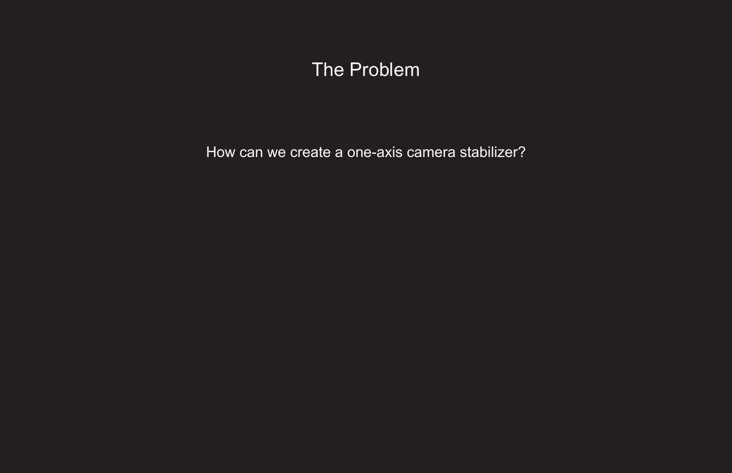 115The ProblemHow can we create a one-axis camera stabilizer?