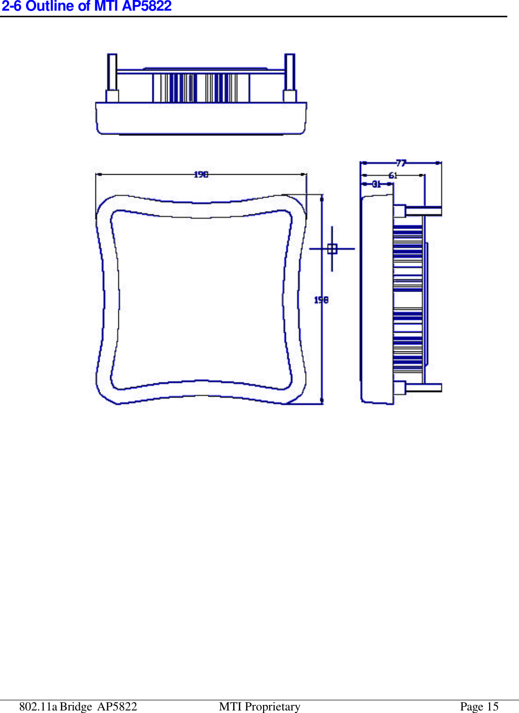 802.11a Bridge AP5822 MTI Proprietary Page 15 2-6 Outline of MTI AP5822  