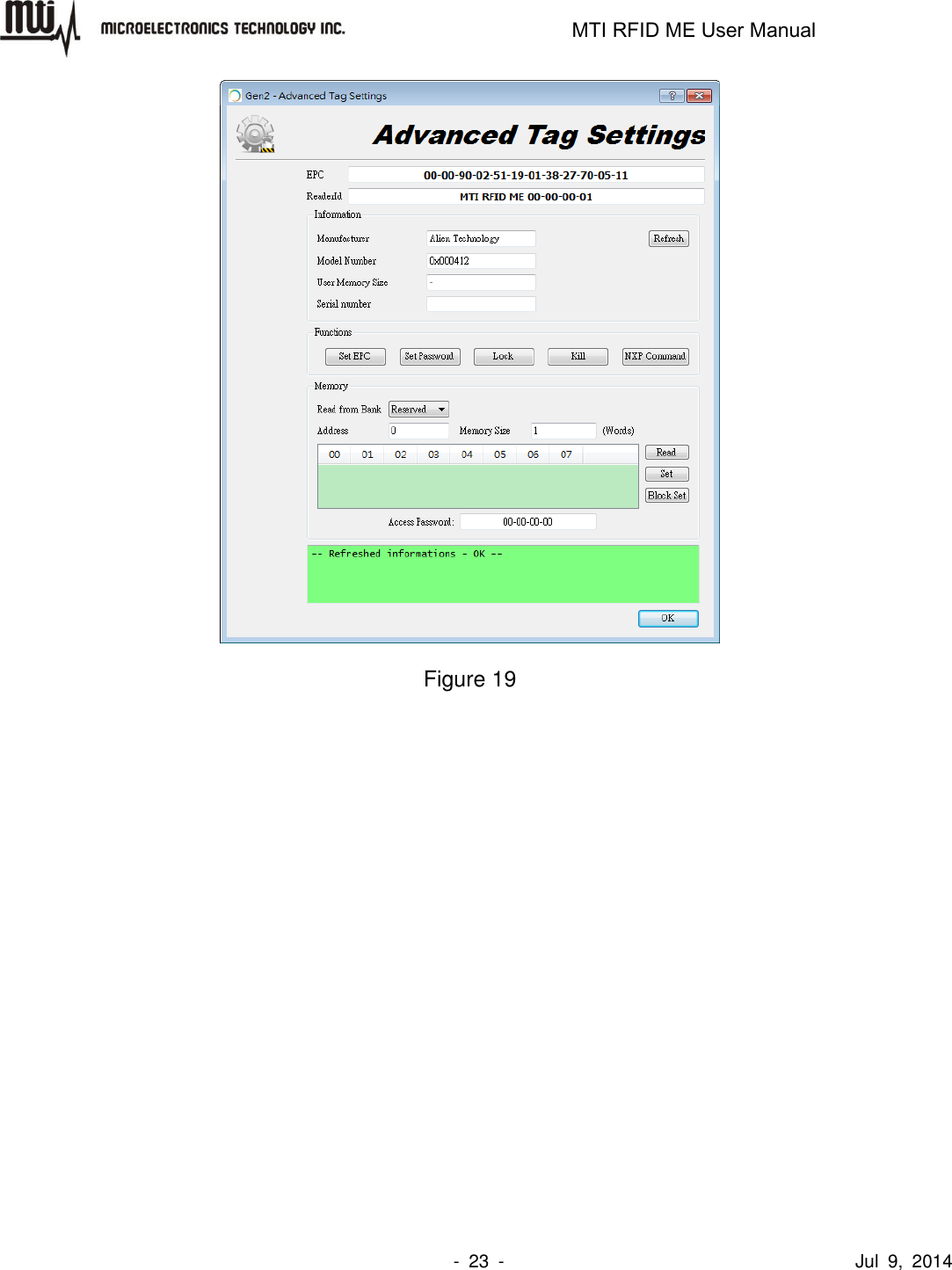                                                                   MTI RFID ME User Manual                -  23  -                                      Jul  9,  2014  Figure 19 