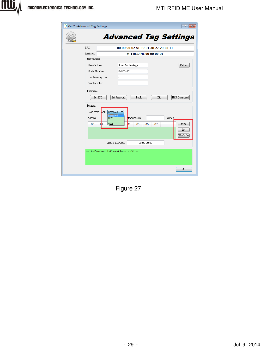                                                                   MTI RFID ME User Manual                -  29  -                                      Jul  9,  2014   Figure 27 