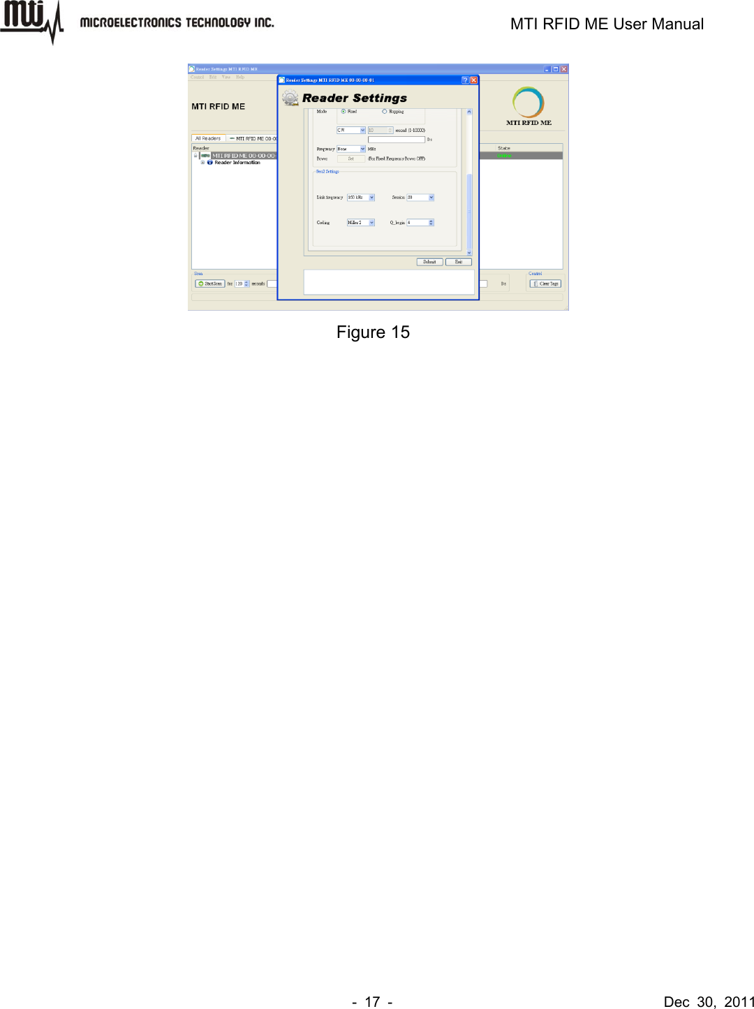                                                                         MTI RFID ME User Manual -  17  -                                      Dec  30,  2011  Figure 15