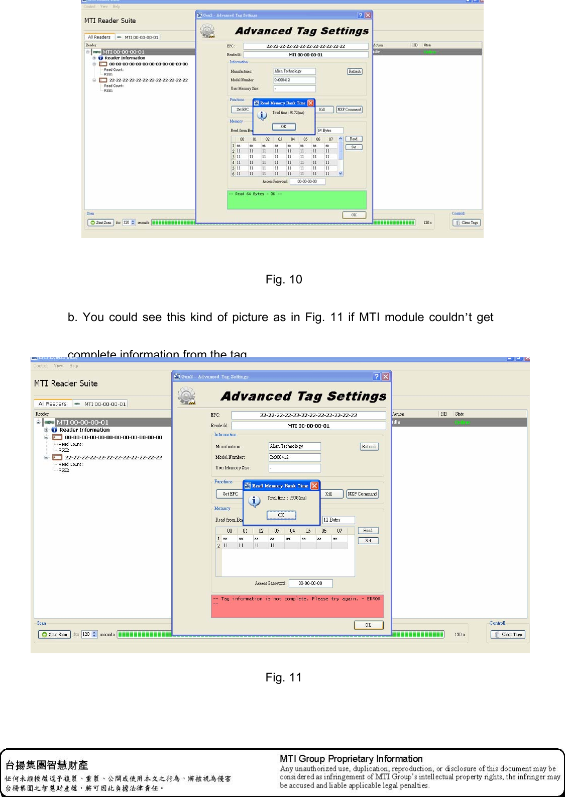 Fig. 10 b. You could see this kind of picture as in Fig. 11 if MTI module couldn’t  get complete information from the tag.    Fig. 11  