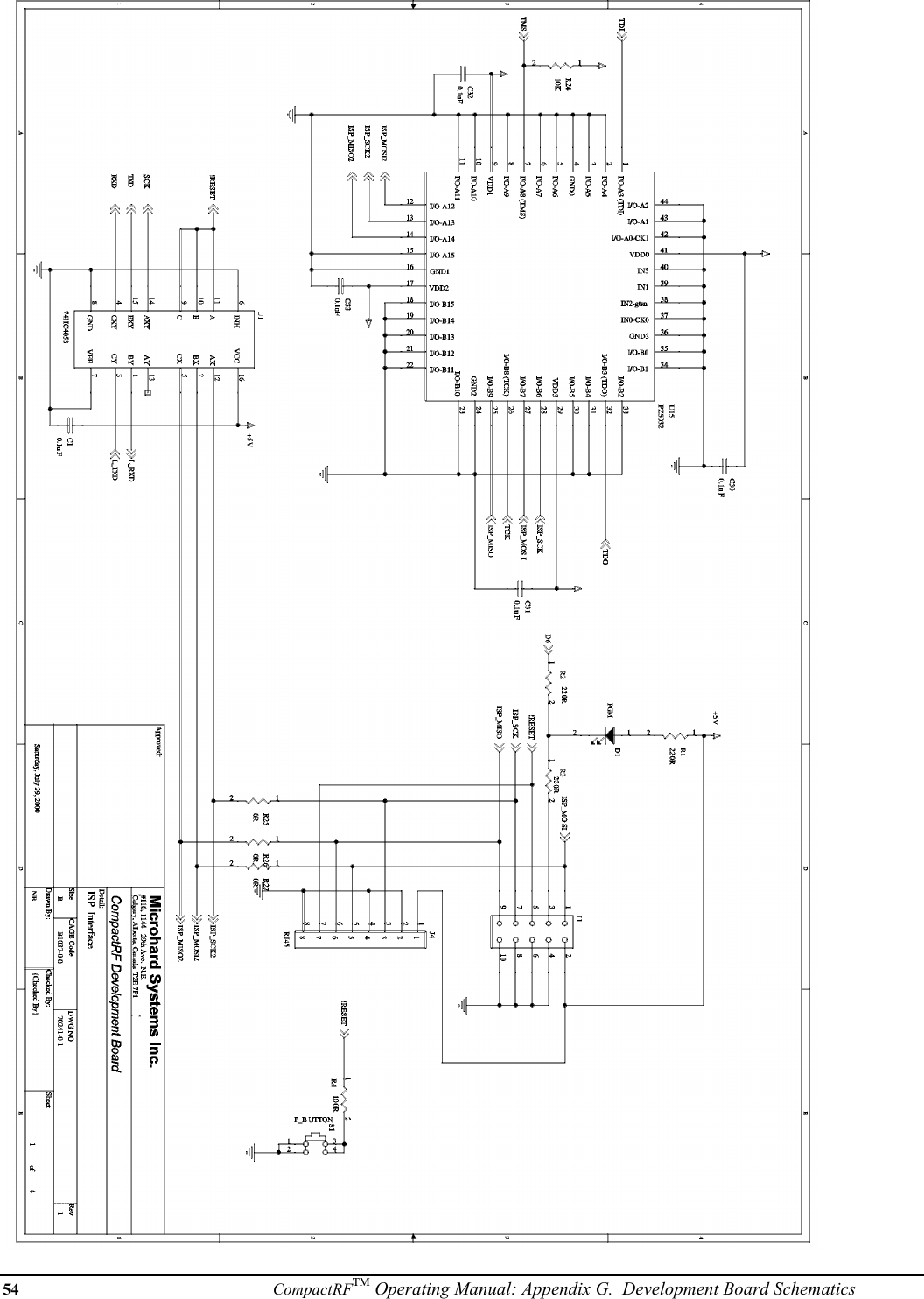 54 CompactRFTM Operating Manual: Appendix G.  Development Board Schematics