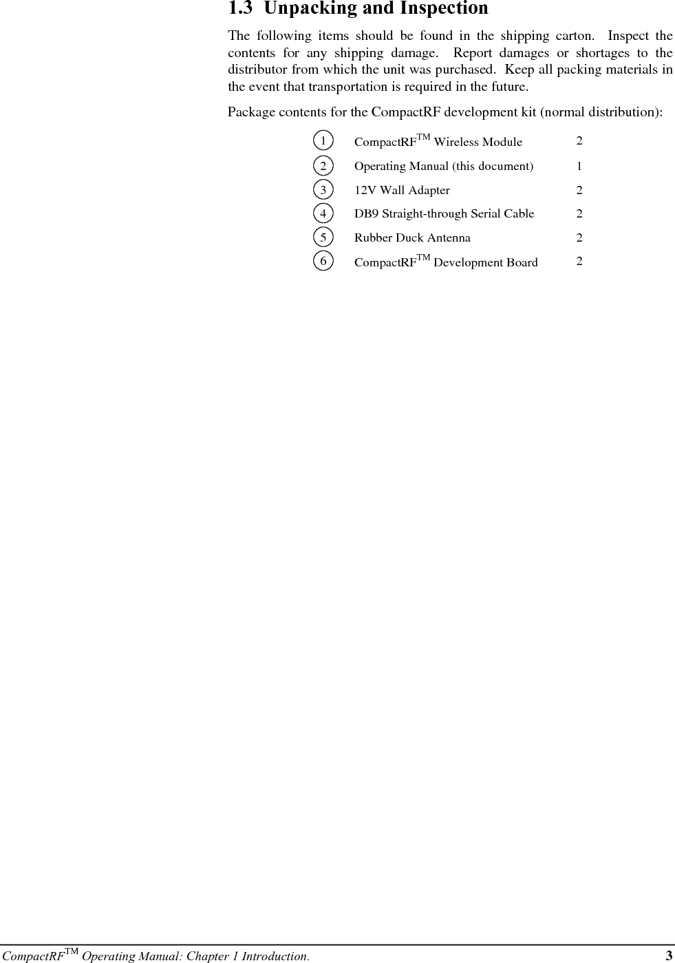 4CompactRFTM Operating Manual: Chapter 1 Introduction