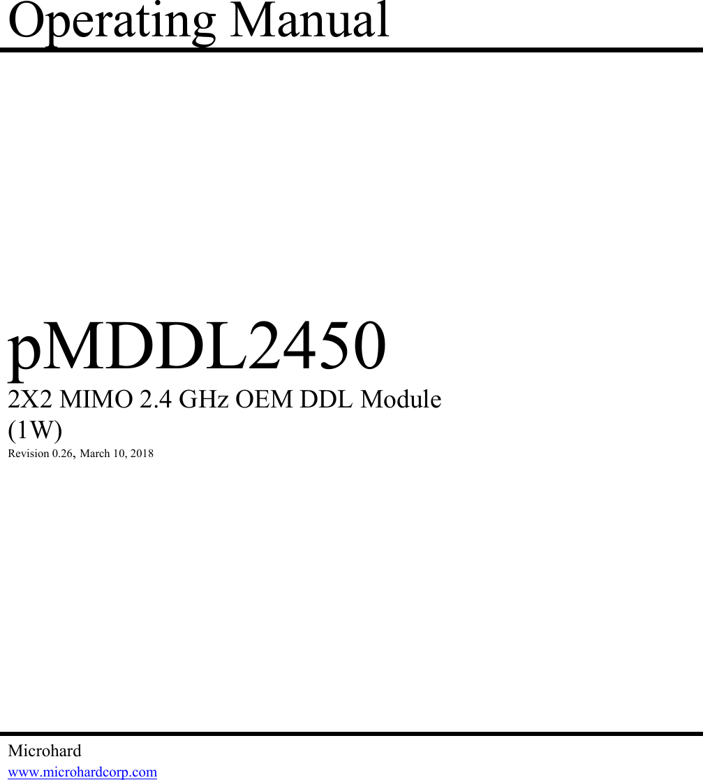 Page 1 of Microhard Systems 18PMDDL2450 2X2 MIMO 2.4 GHz OEM DDL Module (1W) User Manual pDDL2450manualREV0 27 FCC