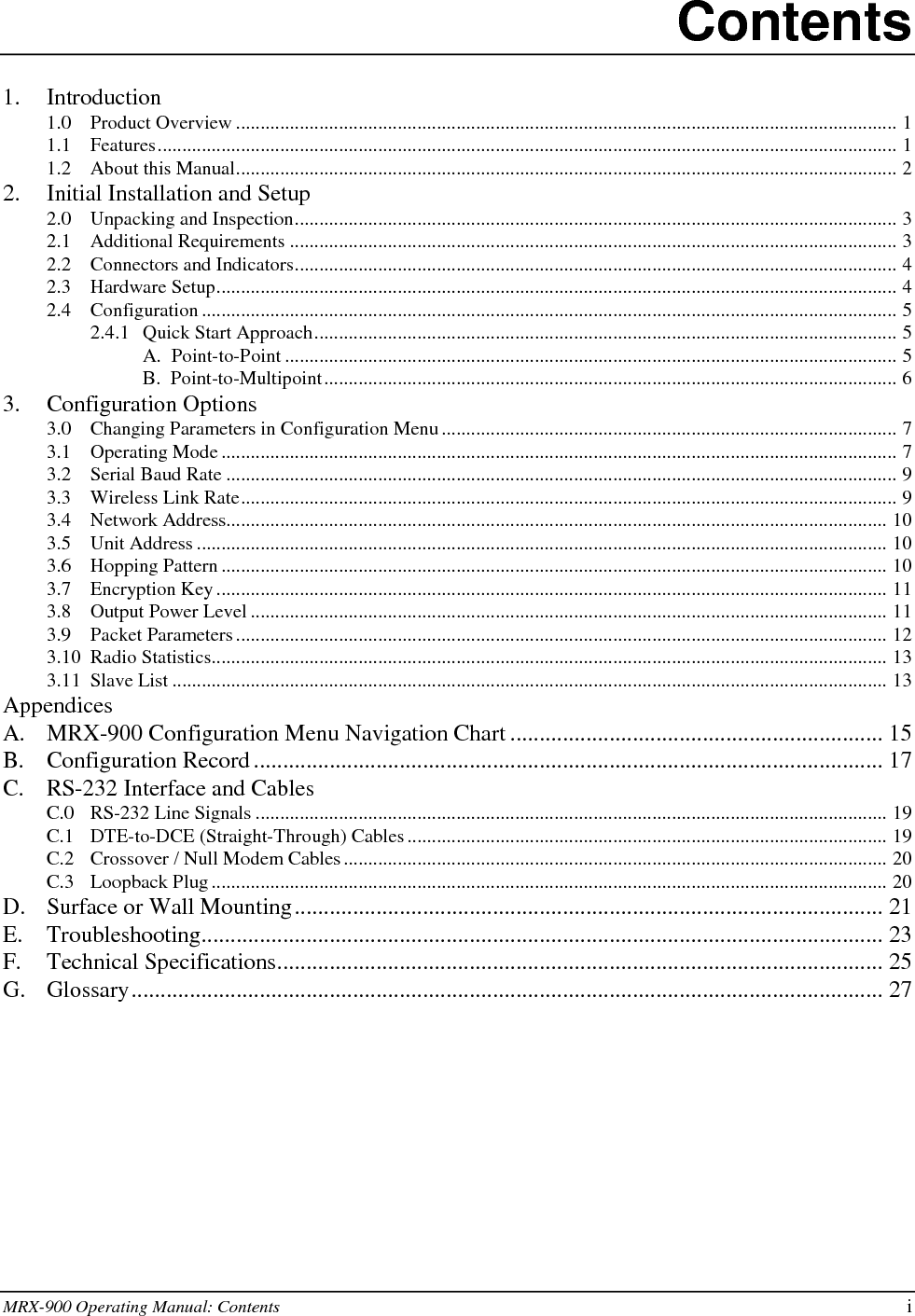 ii MRX-900 Operating Manual