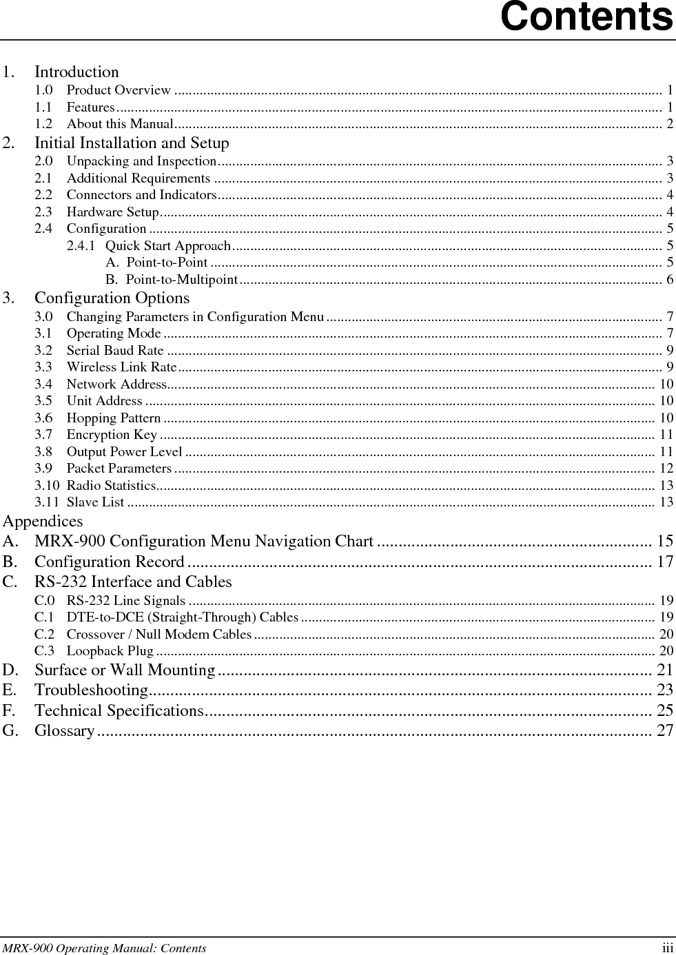 ii MRX-900 Operating Manual