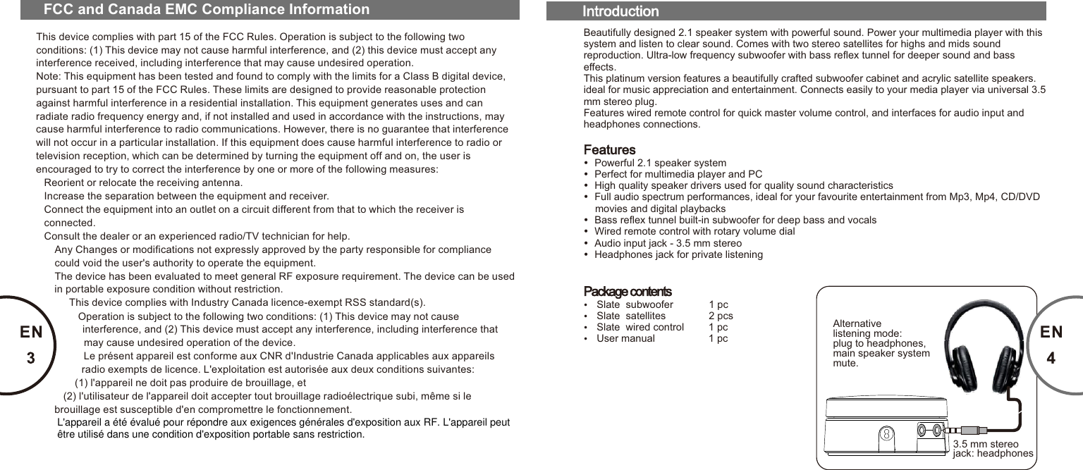 Page 3 of Microlab Electronics SLATE BLUETOOTH SPEAKER User Manual                      1