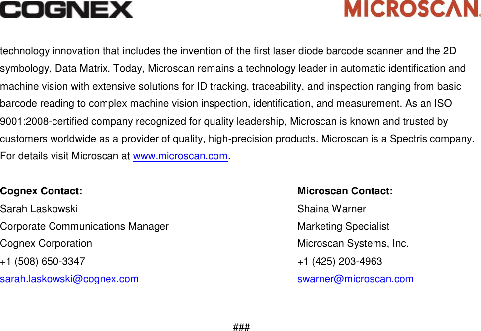 Page 2 of 2 - 2015-07-09 Cognex-Microscan-Settlement-PR