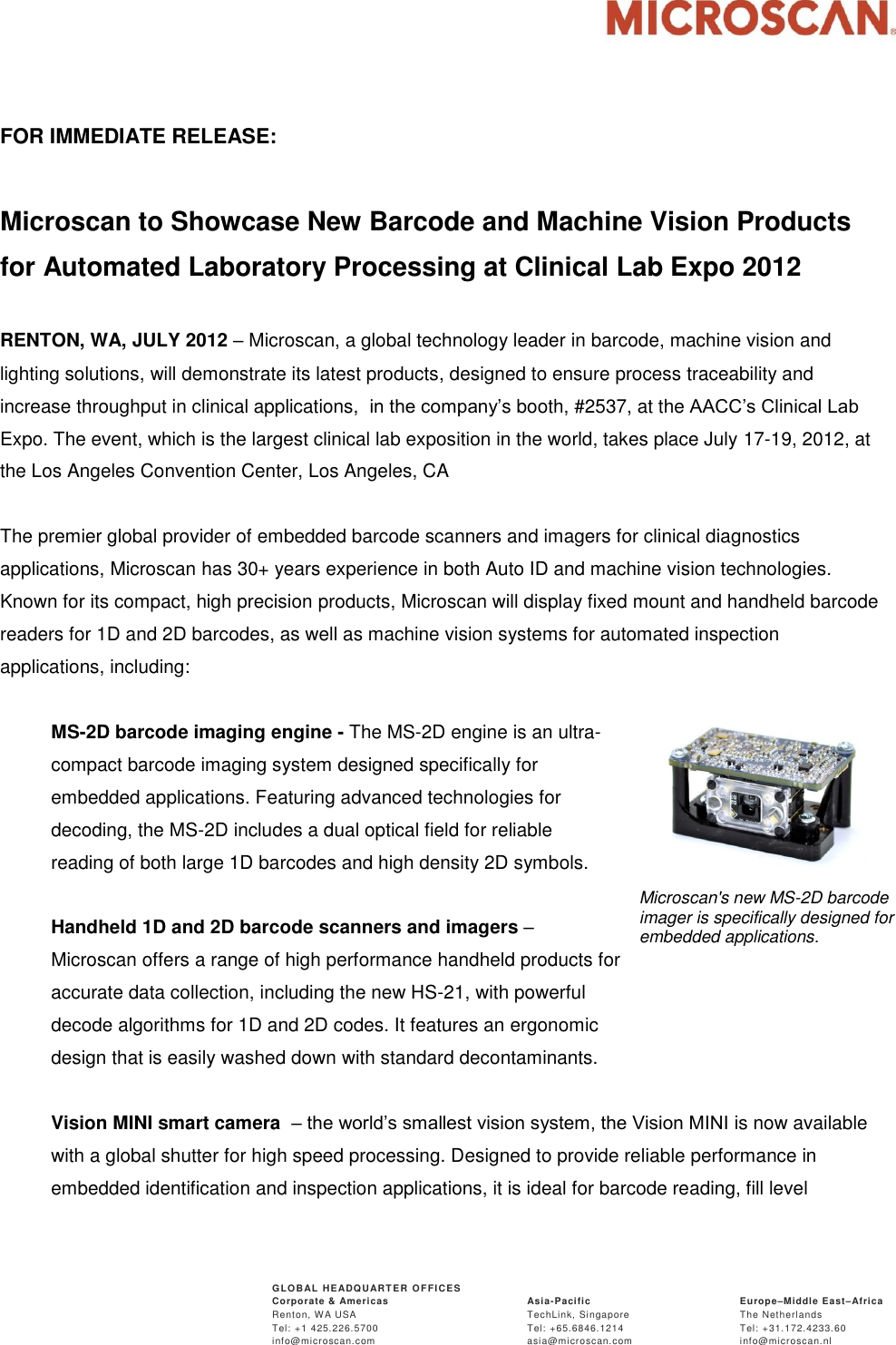 Page 1 of 2 - Microscan AACC 2012