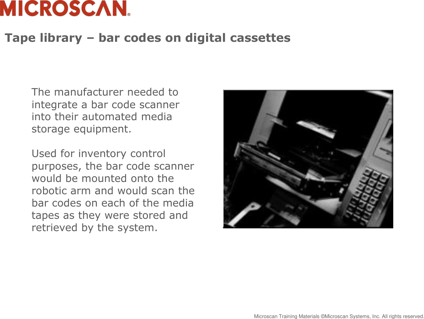 Page 2 of 7 - 1  Bar Codes In Automated Storage