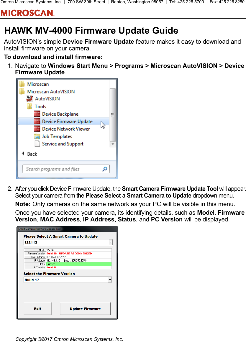 Page 1 of 4 - MicroHAWK MV Firmware Update Guide  HAWK MV-4000